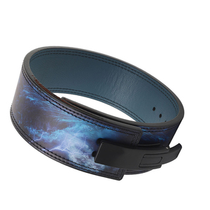 Ceinture de musculation réglable en cuir de vachette avec motif éclair, couleur bleue, unisexe, soutien lombaire pour l'entraînement en force - Product Image 1