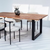 Table à manger en bois d'acacia Vandana Aureo Arista avec un design contemporain solide et fait main
