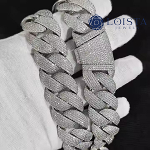 LOISTA Moissanite <b>Statement</b> <b>Necklace</b> 925 Silver Rhodium Plated Link Chain Round Brilliant Cut Party Jewelry Unisex Luxury - Product Image 3