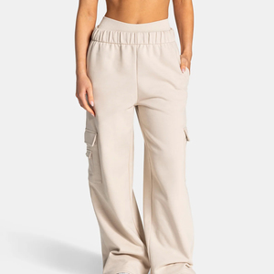 Best Quality <b>Women's</b> High Waist <b>Cargo</b> <b>Pants</b> Loose Wide Leg Knitted Cotton Multi Pocket Casual Trousers Autumn Streetwear Wholesa - Product Image 1