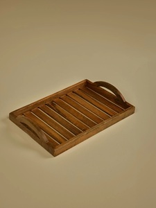 Handcrafted <b>Disposable</b> Irregular Wooden <b>Plate</b> Dish with Engraving and Integrated Handles - Product Image 4