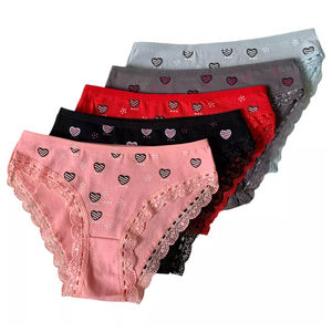 Braguitas de Algodón con Encaje Transpirables para Mujer, Ropa Interior Sexy de Tela Tejida, Braguita Bikini de Cintura Alta, Logotipo Personalizado, Lencería Cómoda - Product Image 3