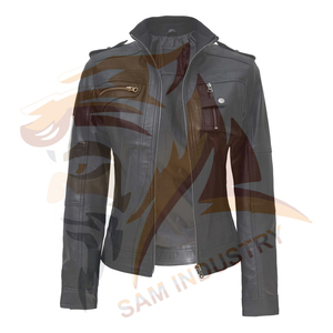 Chaqueta de Mujer de Piel de Oveja Genuina, Diseño Personalizado de Alta Calidad, Forro de Algodón, Chaqueta de Cuero para Mujer - Product Image 4