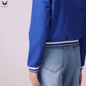 Good Supplier Newest Trendy Product Women's Blue Varsity Jacket With NY Logo Full Sleeve Button Up Collar Autumn Wear - Product Image 5