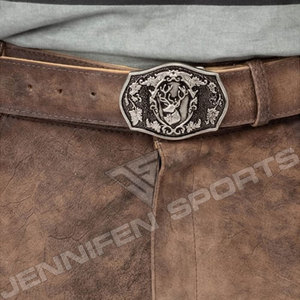 Pantalones bávaros de cuero genuino de vaca hasta la rodilla para hombre con bordados encantadores. - Product Image 2