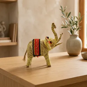 Handcrafted Coconut Coir <b>Elephant</b> Figurine – Eco-Friendly Natural Fiber Animal Showpiece for Home Decor & <b>Gifting</b> - Product Image 3