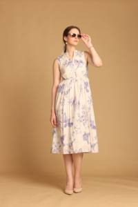 Elegante Vestido Blanco con Estampado Floral, Corte Evase, para Fiestas, para Mujer, para Ocasiones Formales, Disponible a Precio de Mayoreo Razonable - Product Image 5