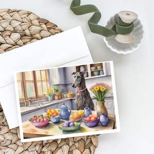 Whimsical Scottish Deerhound Easter Decor Pack 8 Tarjetas de notas A7 en blanco con sobres Tarjetas de felicitación de tamaño 5x7 - Product Image 2