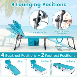 Chaise pliante portable à gravité zéro avec dossier réglable en 4 positions pour patio, appartement, salle de sport - Product Image 4