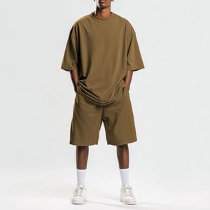 Conjuntos de Camisetas y Pantalones Cortos de Alta Calidad, Cuello Redondo, Algodón, Estampado, Estilo Vintage, Tallas Grandes para Hombre - Product Image 3