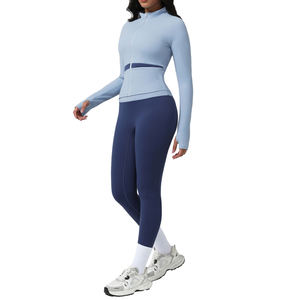 LD0009 Conjunto de Yoga Transpirable y Ecológico con Bloques de Color para Mujer, Top Deportivo de Manga Larga, Leggings Levanta Glúteos para Correr - Product Image 4