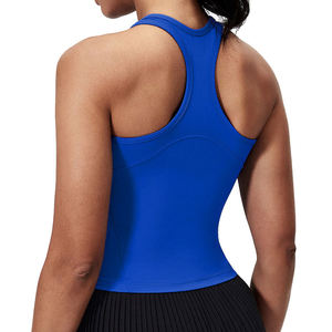 Débardeur femme de haute qualité, nouvelle collection, respirant, col rond, motif uni, jersey polyester/coton, écologique - Product Image 2