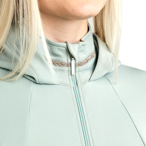 Chaqueta de equitación para mujer con capucha, corte ajustado, con cremallera, para montar a caballo, elástica, transpirable, ropa deportiva para exteriores, color menta - Product Image 2