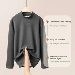 เสื้อถักผู้ชายแบบเรียบง่ายสีพื้นสองด้าน สไตล์วินเทจ ทรงเข้ารูป ป้องกันขนร่วง พร้อมโลโก้ด้านหน้า รับผลิตตามสั่งขายส่ง - Product Image 4