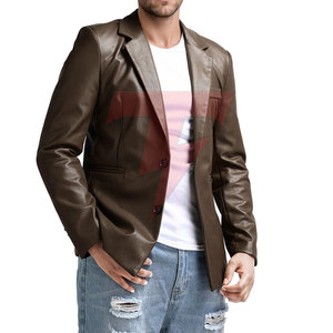 Blazer de Cuero Cruzado para Hombre, Estilo Americano Clásico, Corte Entallado, Cuello de Solapa, Ajuste Cómodo para Hombres Modernos - Product Image 4