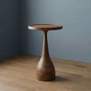 Modern Handmade <b>Round</b> Wooden <b>Side</b> <b>Table</b> Midcentury Design Living Room Furniture - Product Image 3