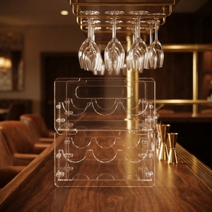 Clear Acrylic Eco-Friendly Recyclable Wine Rack <b>Display</b> Stand Easy Assembly for Retail Counters Shops Hotels Bars Restaurants - Product Image 3