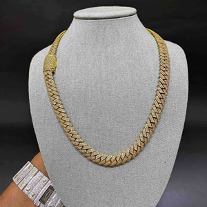VVS moissanite diamond <b>chain</b> Sterling silver gold plated <b>necklace</b> Hip hop Miami cuban link 14mm iced cuban <b>chain</b> - Product Image 4