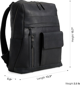 Vintage <b>Brown</b> Leather Laptop <b>Backpack</b> for Men Women 15 Inch Travel Business <b>Backpack</b> with Trolley Sleeve - Product Image 4