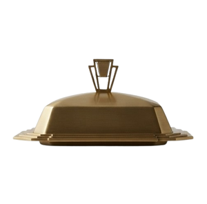 Beurrier Art Déco en laiton doré avec couvercle, forme carrée, en métal poli, pour la cuisine et les réceptions - Product Image 4