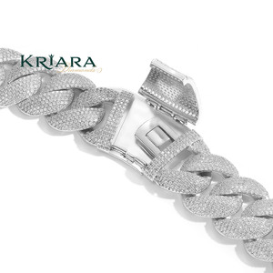 Bracelet chaîne en moissanite S925 plaqué or 22 carats, taille brillant rond, micro-incrustation, luxe, unisexe - Product Image 2