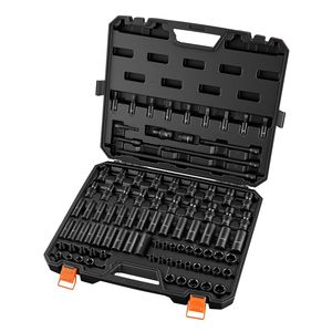 Juego de Llaves de Impacto de 90 Piezas con Punta de 3/8'', 6 Puntas, SAE y Métricas, Tamaño 1/2'', Fácil Identificación - Product Image 1