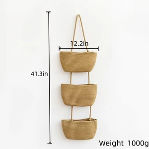 Handmade White Macrame Wall <b>Storage</b> Basket For Stylish Home Organization And Elegant Wall Decor <b>Solution</b> From India - Product Image 4