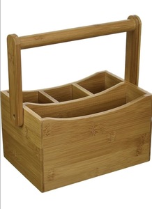 Organisateur de vaisselle en bois d'acacia, rectangulaire, à un seul niveau, style classique, sur pied, pour ateliers, avec poignée non pliable - Product Image 6