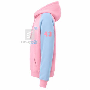 Sudadera personalizada de la hermandad Gamma Phi Delta con logo bordado en la parte delantera, color azul cielo y rosa, manga corta, de algodón, para mujer. - Product Image 3