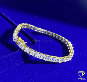 Hip Hop Jewelry Iced Out Rhodium & Gold Plated 925 Sterling Silver VVS Moissanite Diamond Tennis Bracelets for <b>Men</b> Party - Product Image 4