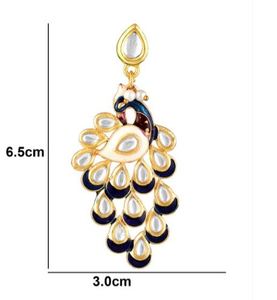 Pendientes Colgantes de Cristal con Imitación de Perlas, Corte Brillante, Chapados en Oro, Aleación de Zinc, Diseño Étnico Geométrico de Pavo Real - Product Image 5