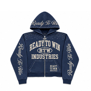 ชุดเซ็ตฮู้ดดี้เดนิมพร้อมกางเกงจ็อกเกอร์ แบรนด์ Ready To Win Industries แขนยาว ซิปหน้า สไตล์ลำลอง ชุดวอร์ม ยูนิเซ็กส์ สำหรับผู้ใหญ่ ใส่ได้ในฤดูใบไม้ร่วง ทรงหลวม - Product Image 2