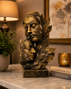 Sculpture en résine Art Déco, figurine de feuillage, faite à la main, effet vieilli, décoration de table, salon, décoration artistique pour la maison, Diwali - Product Image 1