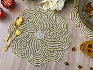 Set de table en polyester et coton fait main, motif bohème perlé, écologique, diamètre 300 mm, pour Noël et le Nouvel An - Product Image 5