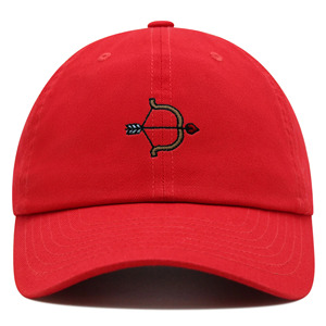 Casquette de baseball rouge à 6 panneaux avec logo arc et flèche brodé, unisexe, réglable, en coton, décontractée, pour adulte - Product Image 1