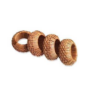 Juego de 4 servilleteros ovalados de ratán blanqueado, hechos a mano, de mimbre, decoración moderna y rústica para cenas costeras, bodas ecológicas y bohemias. - Product Image 4