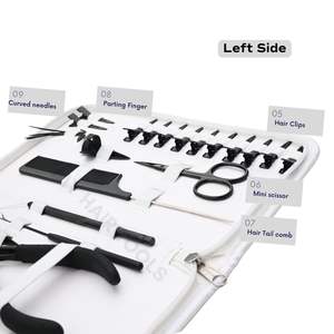 Kit d'outils professionnel pour extensions de cheveux noirs, comprenant une pince à micro-anneaux, un extracteur de perles à 3 trous, un peigne à queue de salon, des aiguilles et un ensemble de doigts de pose - Product Image 4