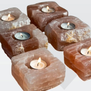 Portavelas de Sal del Himalaya de Primera Calidad, Tallado en Cubo, Decoración Natural Relajante para el Hogar, Oficina y Spa - Product Image 6