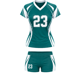 Ensemble d'uniformes de sport pour femmes en gros, maillot à col en V à séchage rapide et short pour clubs sportifs et compétitions - Product Image 1
