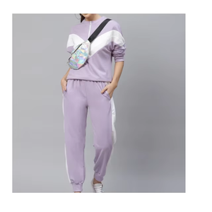 Conjunto Deportivo Color Block para Mujer, Pantalones Largos Casuales con Bolsillos Laterales, Cuello Redondo, Manga Tres Cuartos, Ropa de Primavera - Product Image 1