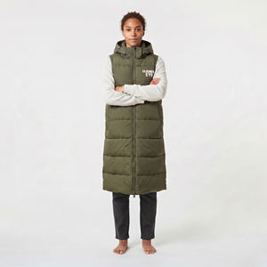 Women's <b>Long</b> Quilted Puffer <b>Vest</b> Hooded Warm Winter Sleeveless Coat Full Zip Casual Streetwear Fashion Jacket - Product Image 3