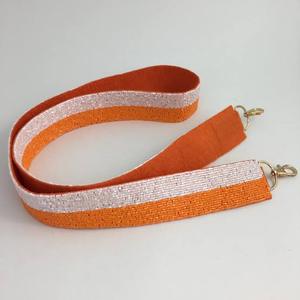CRYSTAL CRAFT Sangle en sangle orange vintage écologique avec perles noires et crochets métalliques, poignée tendance pour accessoires de sacs à main - Product Image 6