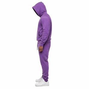 Conjunto Deportivo Unisex Morado con Capucha, Sudadera y Pantalones de Color Sólido con Cierre de Cordón y Bolsillos Laterales - Product Image 5