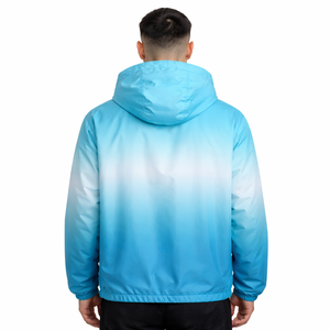 Custom <b>Men</b> Hooded Windbreaker Jacket Lightweight Full Zip Gradient Blue Outdoor Casual Outerwear OEM Manufacturer <b>men's</b> jackets - Product Image 2