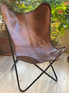 Silla de cuero con diseño de mariposa para habitación, silla decorativa de primera calidad de cuero de cabra Original, hecha a mano, 100% - Product Image 5