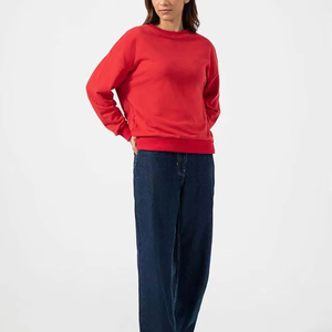 Sweat-shirt à col rond surdimensionné pour femme en coton biologique de haute qualité personnalisé - Product Image 4
