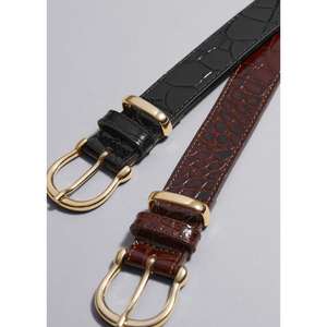 Ceinture en cuir de crocodile 100% authentique, couleur marron/noir, pour homme, formelle, résistante, imperméable, boucle en acier, tendance - Product Image 1