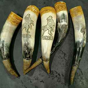 Hand Carved Viking <b>Drinking</b> Horn Authentic Ox Horn Mug for Viking Style <b>Drinking</b> <b>Bar</b> Decor and Gift At Best Price - Product Image 5