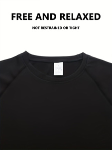 T-shirt de compression noir pour homme, manches courtes, coupe ajustée, séchage rapide, haut de sport avec imprimé lettres bleues, style urbain, col rond - Product Image 3