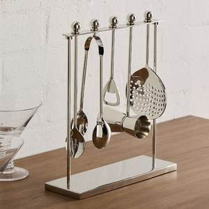 Kit de bar à cocktails en acier inoxydable avec support en marbre, accessoires de cocktail haut de gamme, organiseur de bar à domicile, ensemble de cocktail moderne - Product Image 2